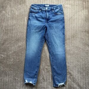 Good American Women's Good LegsSize 12/31 Skinny Denim Jeans Distressed Bottom